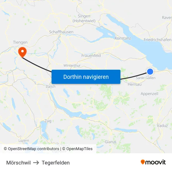Mörschwil to Tegerfelden map