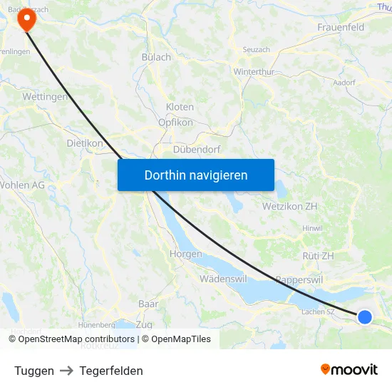 Tuggen to Tegerfelden map