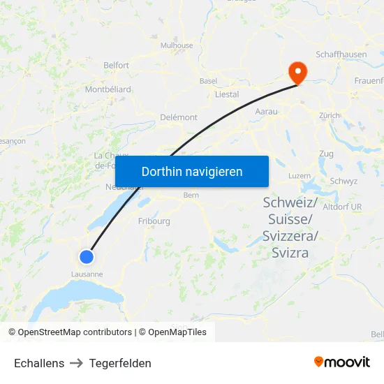 Echallens to Tegerfelden map