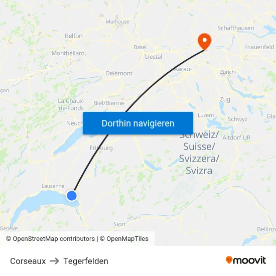 Corseaux to Tegerfelden map