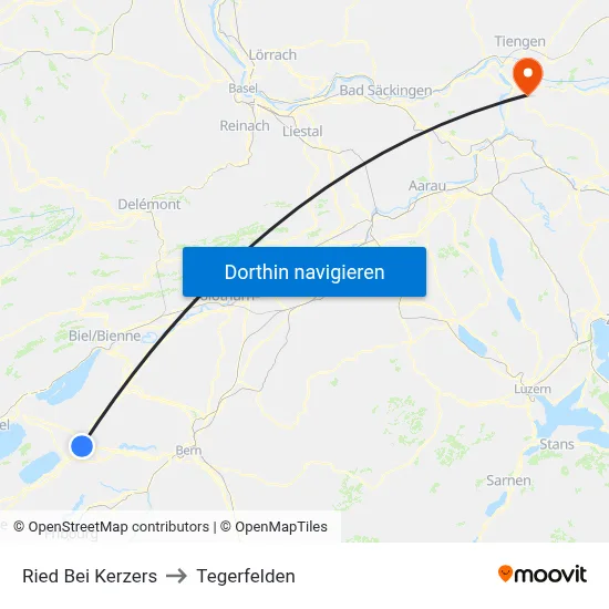 Ried Bei Kerzers to Tegerfelden map
