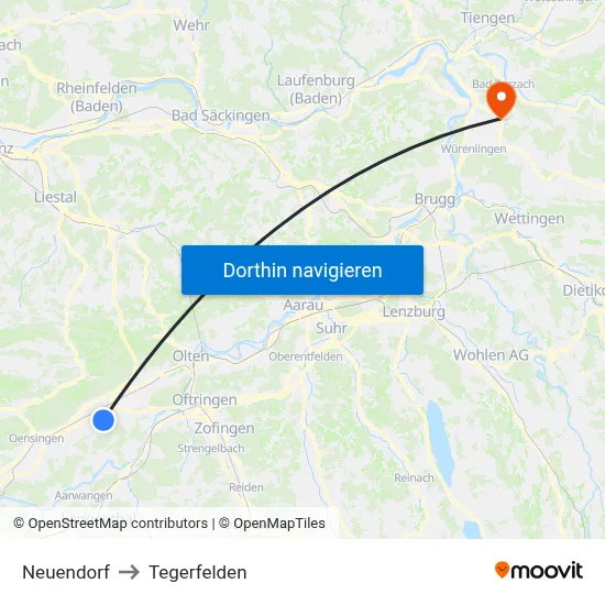 Neuendorf to Tegerfelden map
