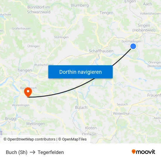 Buch (Sh) to Tegerfelden map