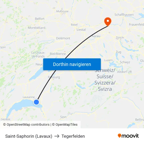 Saint-Saphorin (Lavaux) to Tegerfelden map