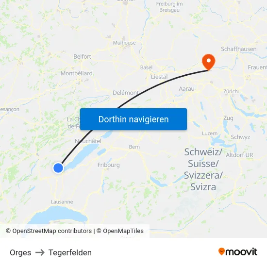 Orges to Tegerfelden map