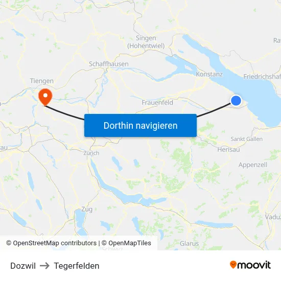 Dozwil to Tegerfelden map