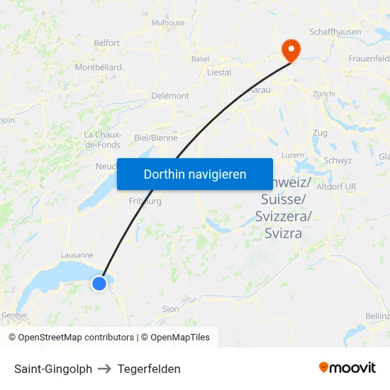 Saint-Gingolph to Tegerfelden map