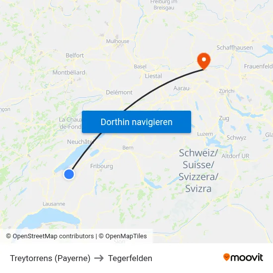 Treytorrens (Payerne) to Tegerfelden map