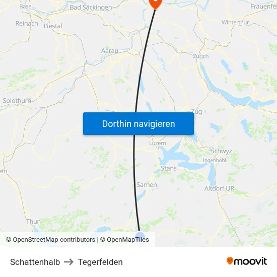 Schattenhalb to Tegerfelden map
