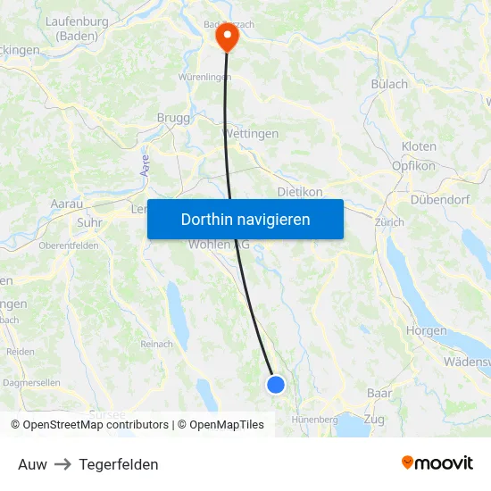Auw to Tegerfelden map