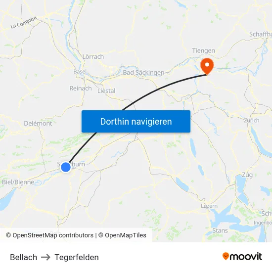 Bellach to Tegerfelden map