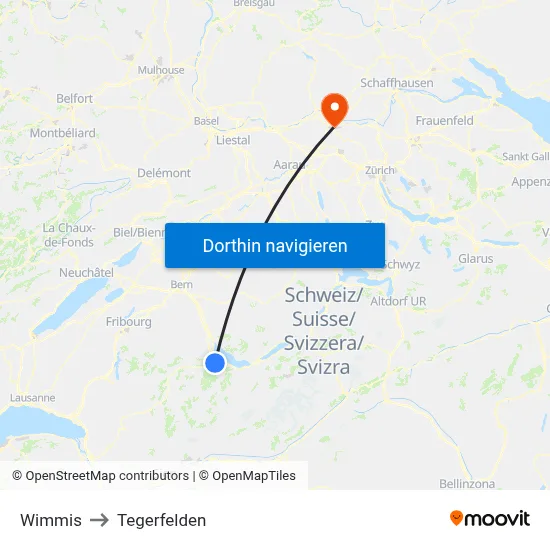Wimmis to Tegerfelden map