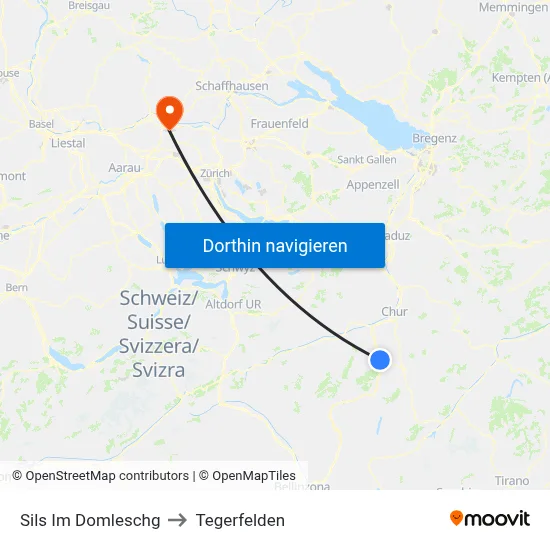 Sils Im Domleschg to Tegerfelden map