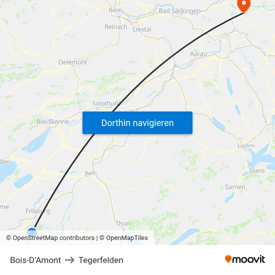 Bois-D’Amont to Tegerfelden map