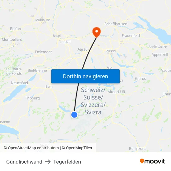 Gündlischwand to Tegerfelden map