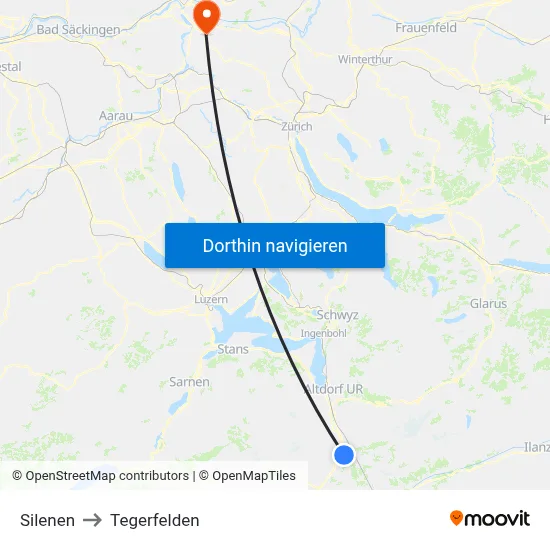 Silenen to Tegerfelden map