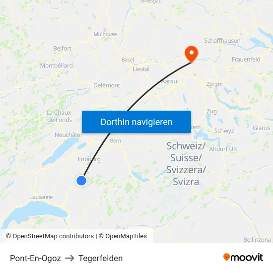 Pont-En-Ogoz to Tegerfelden map