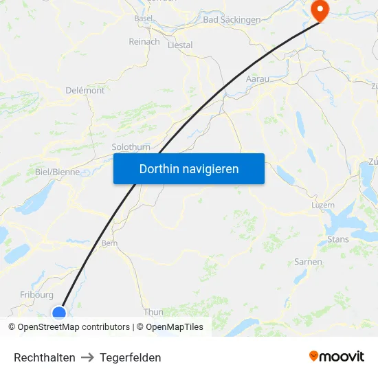 Rechthalten to Tegerfelden map
