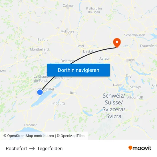 Rochefort to Tegerfelden map
