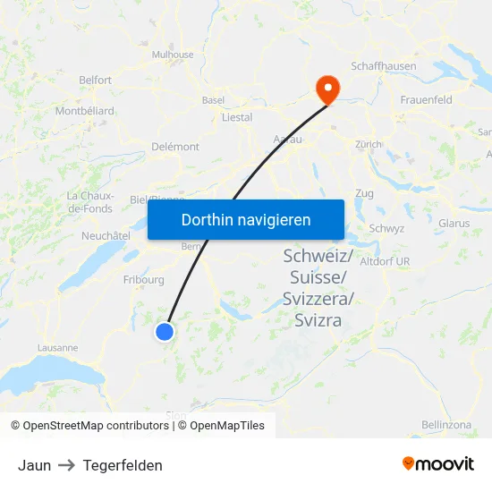 Jaun to Tegerfelden map