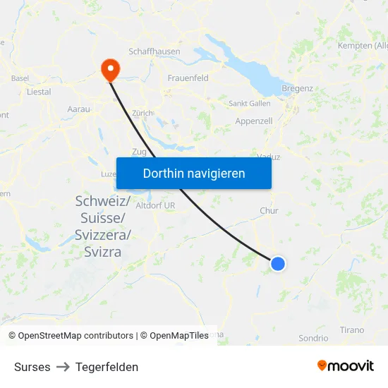Surses to Tegerfelden map
