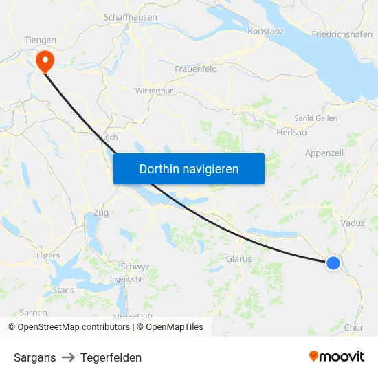 Sargans to Tegerfelden map