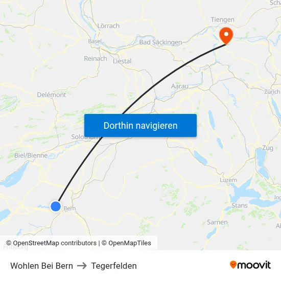Wohlen Bei Bern to Tegerfelden map