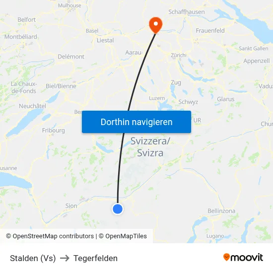 Stalden (Vs) to Tegerfelden map