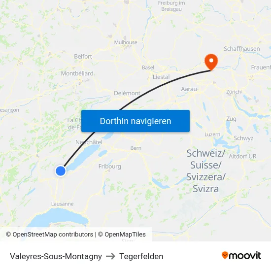 Valeyres-Sous-Montagny to Tegerfelden map