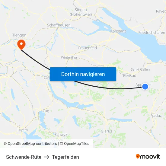 Schwende-Rüte to Tegerfelden map