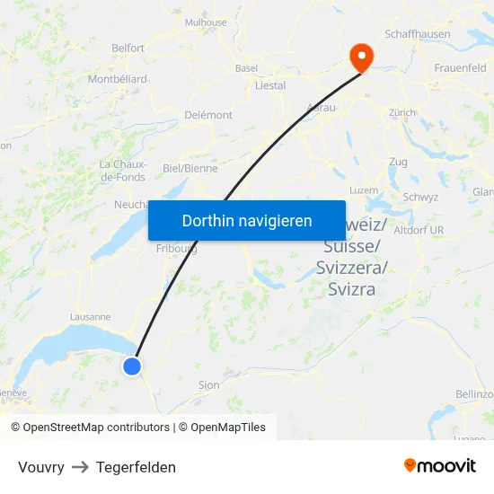 Vouvry to Tegerfelden map