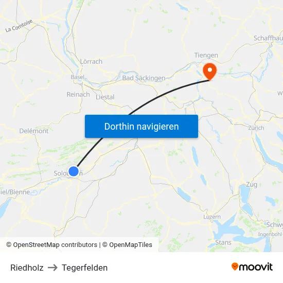 Riedholz to Tegerfelden map