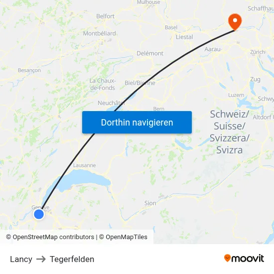 Lancy to Tegerfelden map