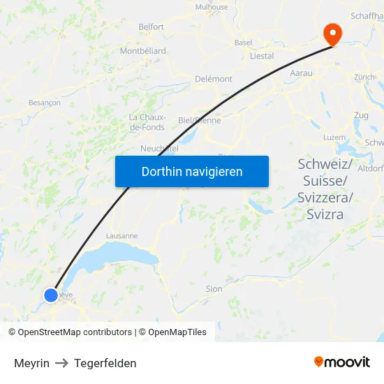 Meyrin to Tegerfelden map