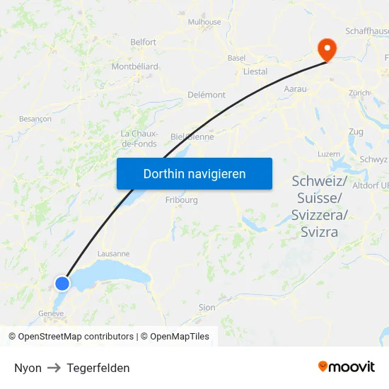 Nyon to Tegerfelden map