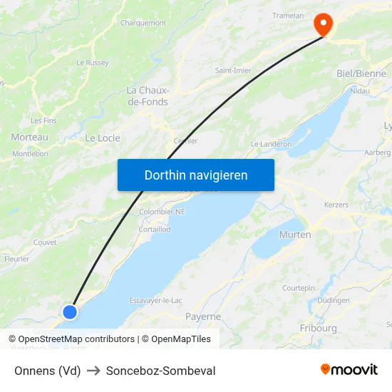 Onnens (Vd) to Sonceboz-Sombeval map
