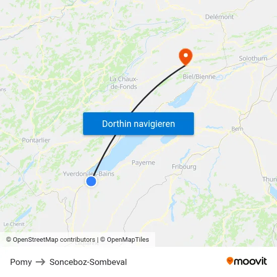 Pomy to Sonceboz-Sombeval map