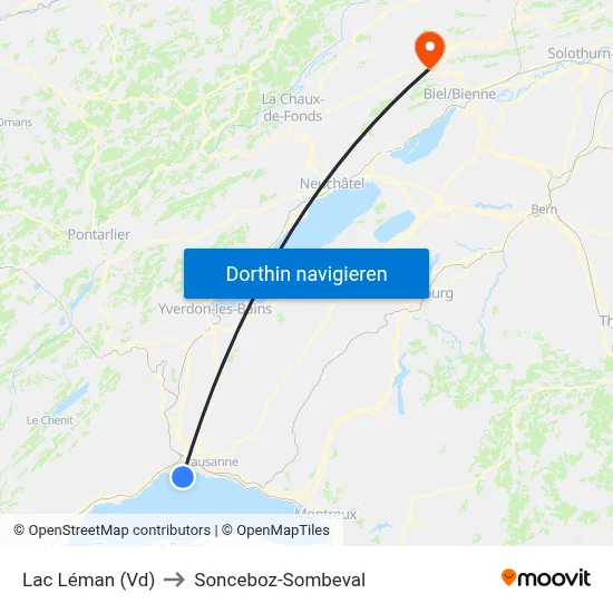 Lac Léman (Vd) to Sonceboz-Sombeval map