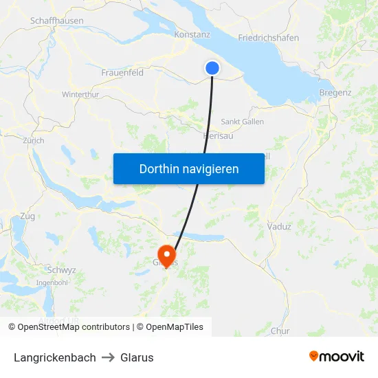 Langrickenbach to Glarus map