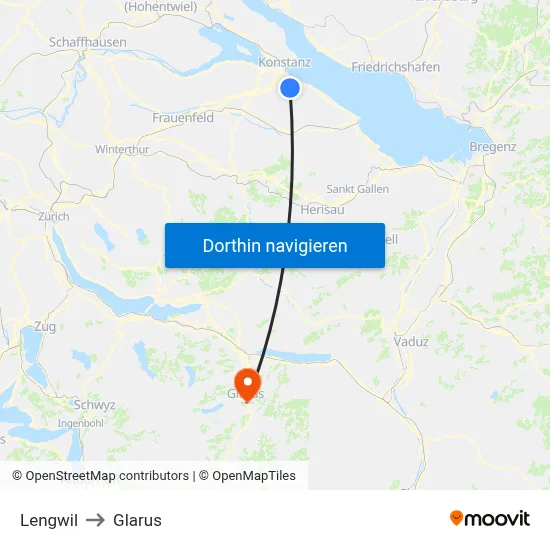 Lengwil to Glarus map
