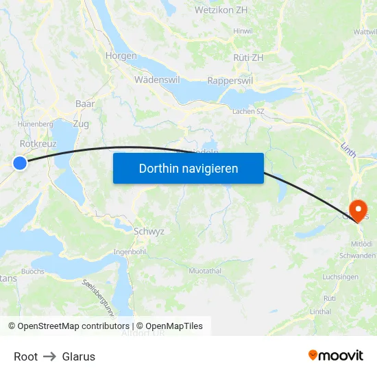 Root to Glarus map