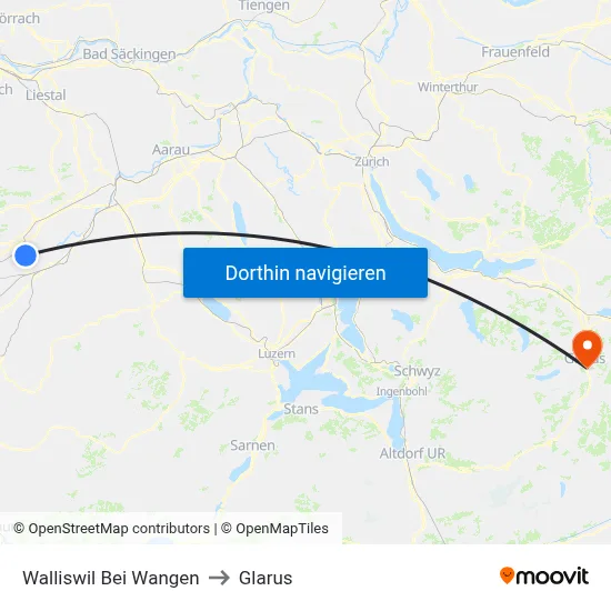 Walliswil Bei Wangen to Glarus map