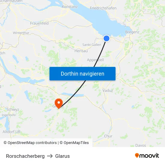 Rorschacherberg to Glarus map
