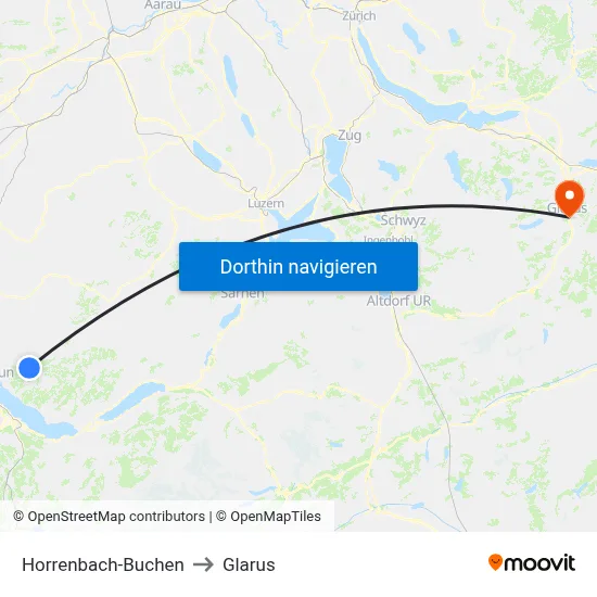 Horrenbach-Buchen to Glarus map