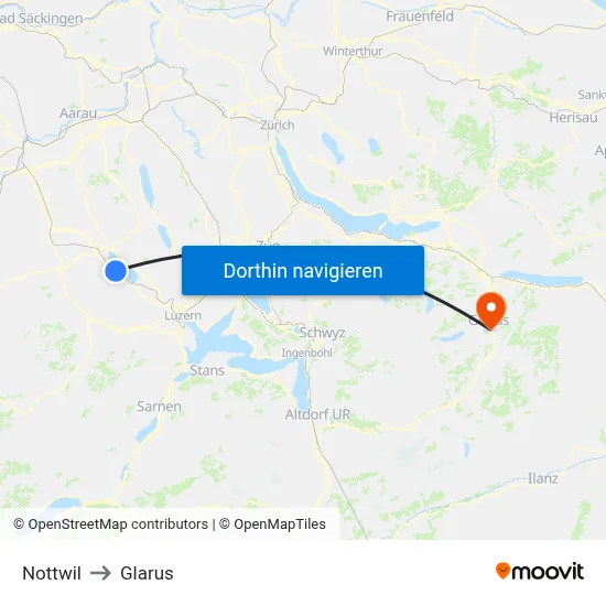 Nottwil to Glarus map