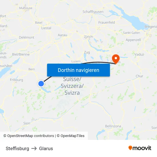 Steffisburg to Glarus map