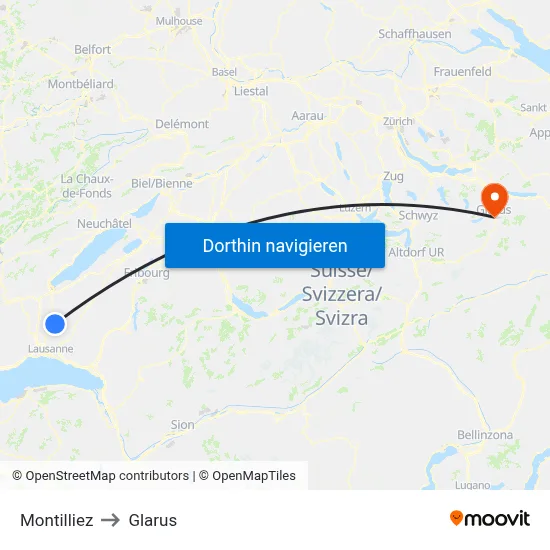 Montilliez to Glarus map