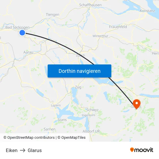 Eiken to Glarus map