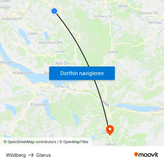 Wildberg to Glarus map