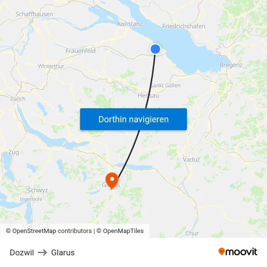 Dozwil to Glarus map